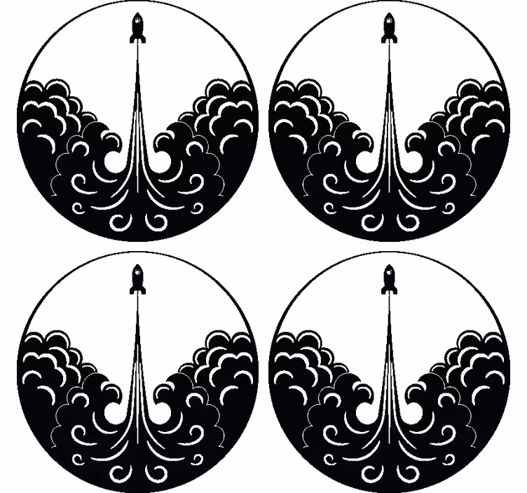 Dessous de verre Fusée noir et blanc - TenStickers