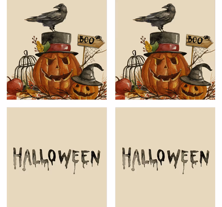 Sous verre halloween scène de citrouille et corbeau - TenStickers
