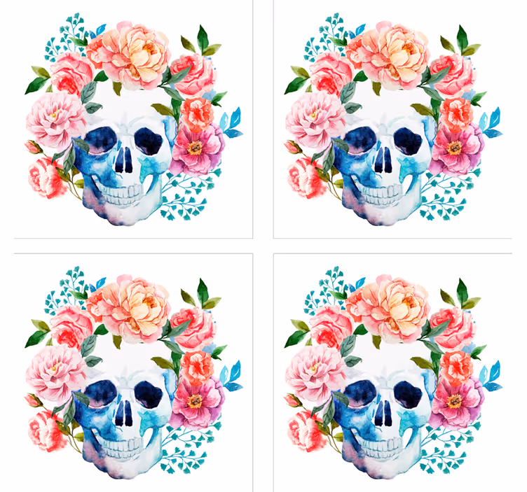 Dessous de verre Crâne et fleurs - TenStickers