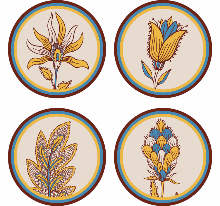 Dessous de verre rond Fleurs paisley - TenStickers