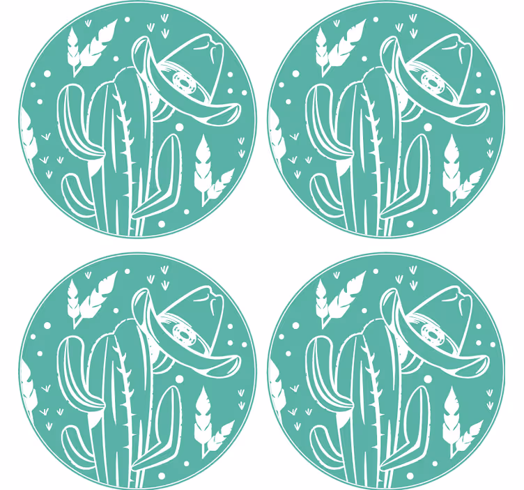 Sous verre geek cactus avec chapeau - TenStickers
