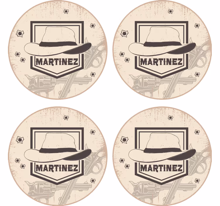Sous verre geek chapeau de cowboy et pistolets - TenStickers
