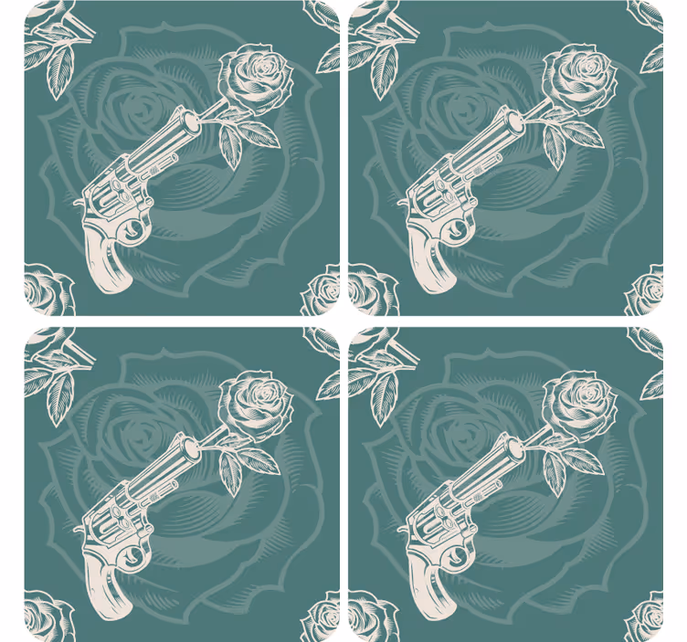 Sous verre geek revolver avec rose - TenStickers