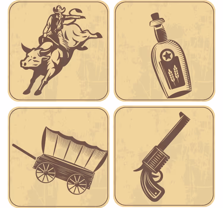 Sous verre vintage art mural cowboy rodeo vintage - TenStickers