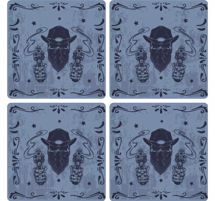 Sous verre geek cowboy aux deux revolvers - TenStickers