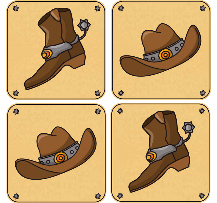 Sous verre geek chapeau de cowboy et botte - TenStickers
