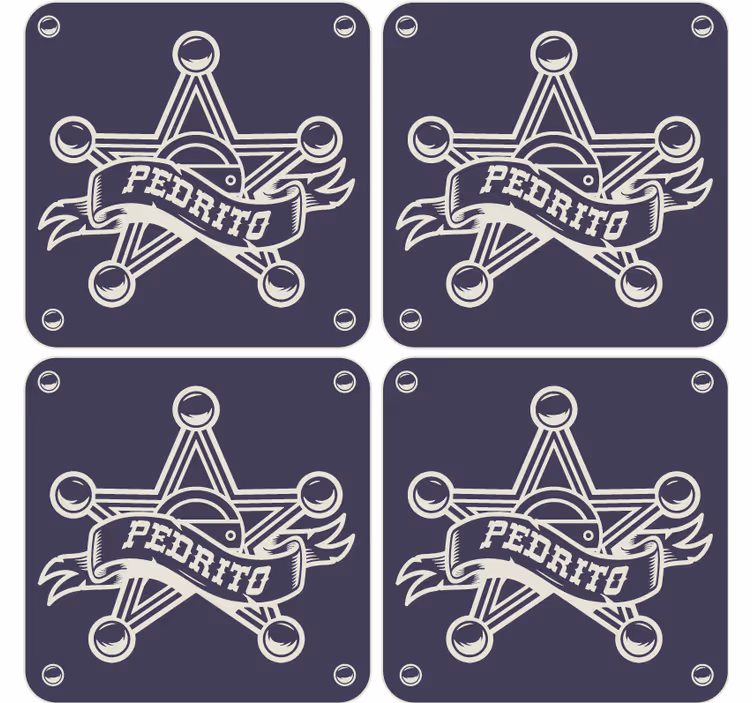 Dessous de verre personnalisé Shérif avec nom - TenStickers