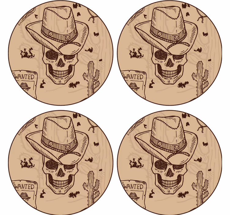 Dessous de verre Crâne et chapeau de cow-boy - TenStickers