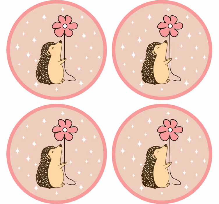 Sous verre geek hérisson fleurs en ballon - TenStickers