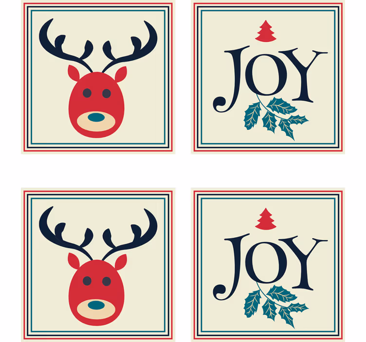 dessous de verre noel Joie et renne - TenStickers
