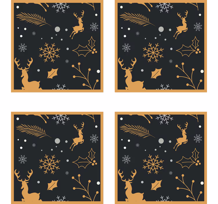 Sous verre noël renne doré et flocons de neige - TenStickers