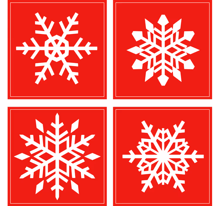 dessous de verre noel Flocons de neige rouges - TenStickers