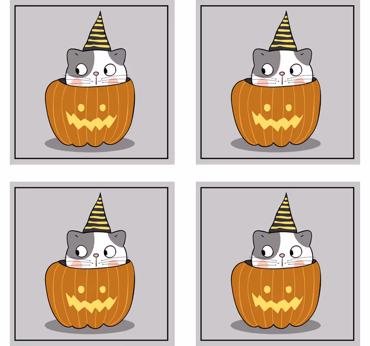 Sous verre halloween chat dans un chapeau de citrouille - TenStickers