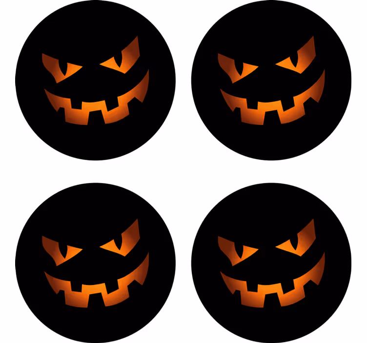 Sous verre halloween set de visages de citrouille - TenStickers