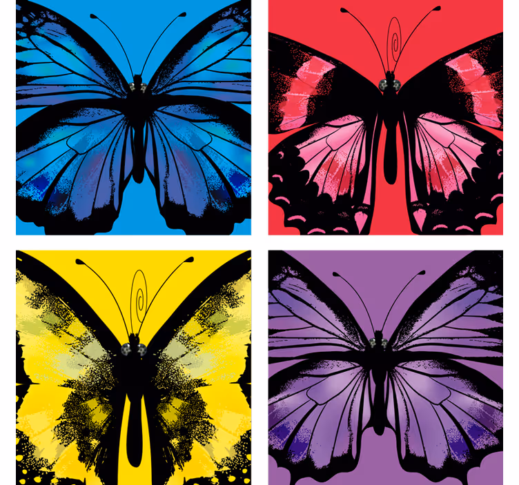 Sous verre geek designs de papillons colorés - TenStickers
