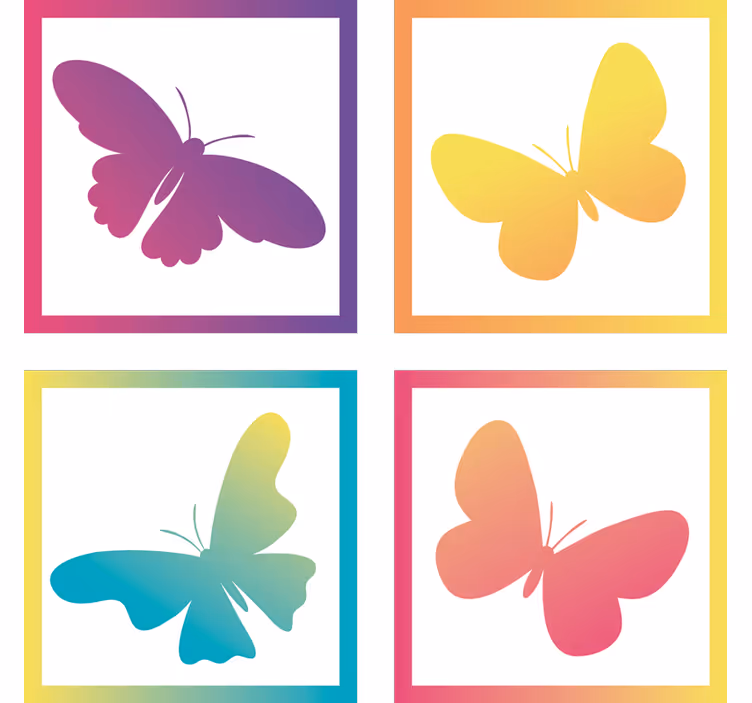 Sous verre moderne silhouettes de papillons colorés - TenStickers