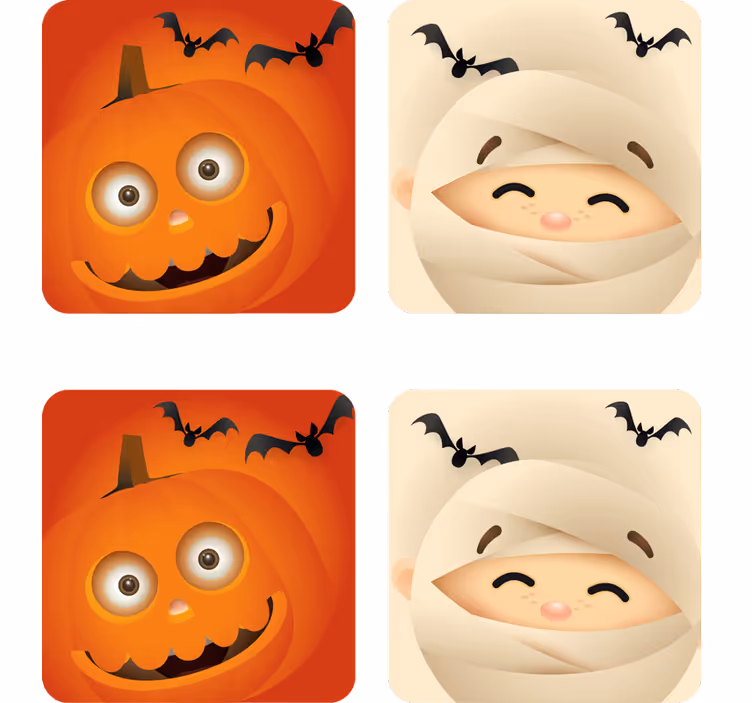 Sous verre halloween citrouille joyeuse et momie - TenStickers