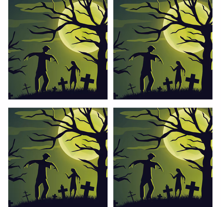 Zombies sur fond vert halloween dessous de verre - TenStickers
