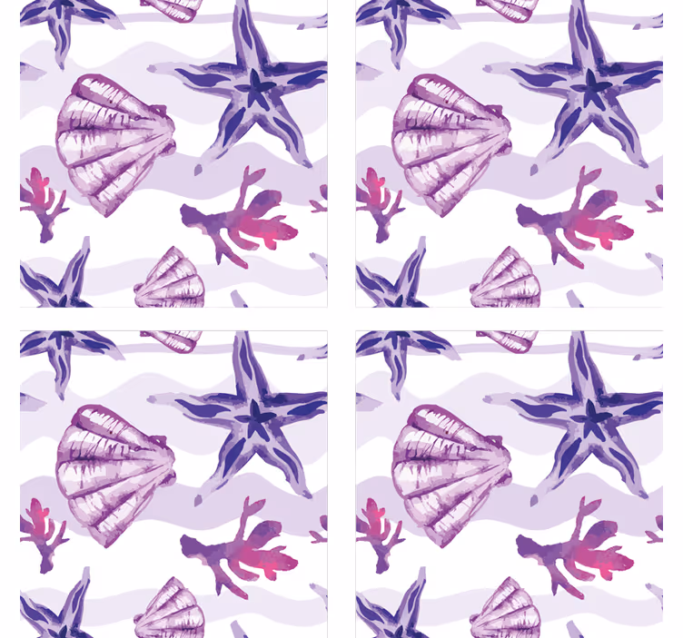 Sous-verres de coquillage violet et étoile de mer - TenStickers
