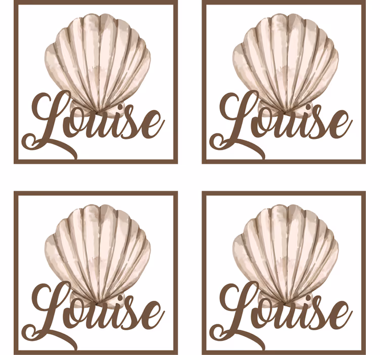 Sous verre personnalisable coquillage avec nom - TenStickers