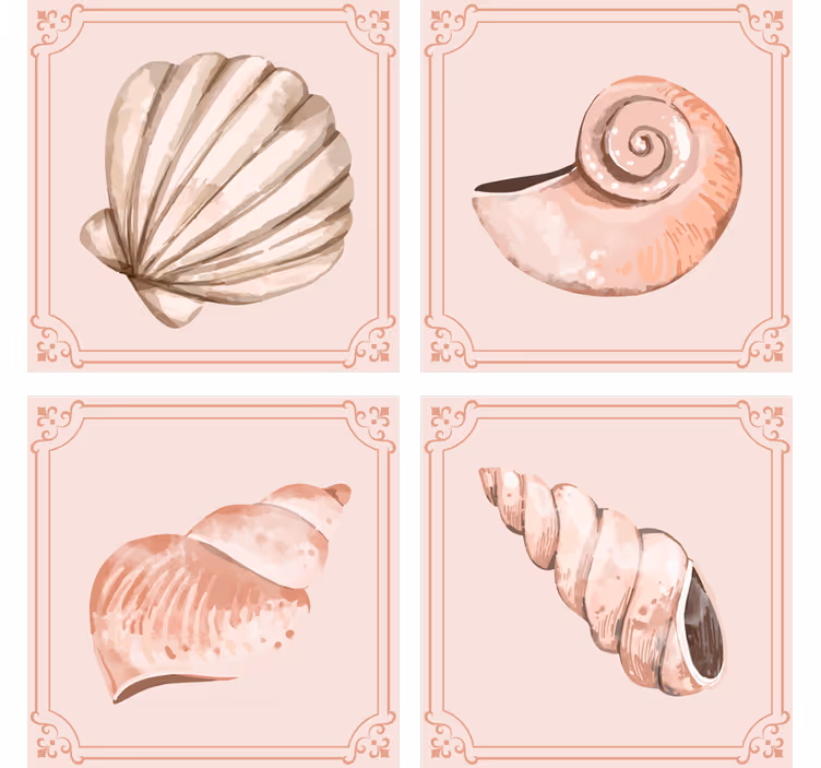 Sous verre vintage illustrations de coquillages élégantes - TenStickers