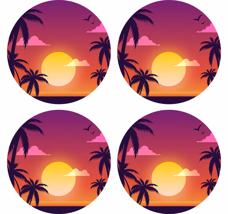 Sous-verres circulaires au coucher du soleil des années 70 - TenStickers