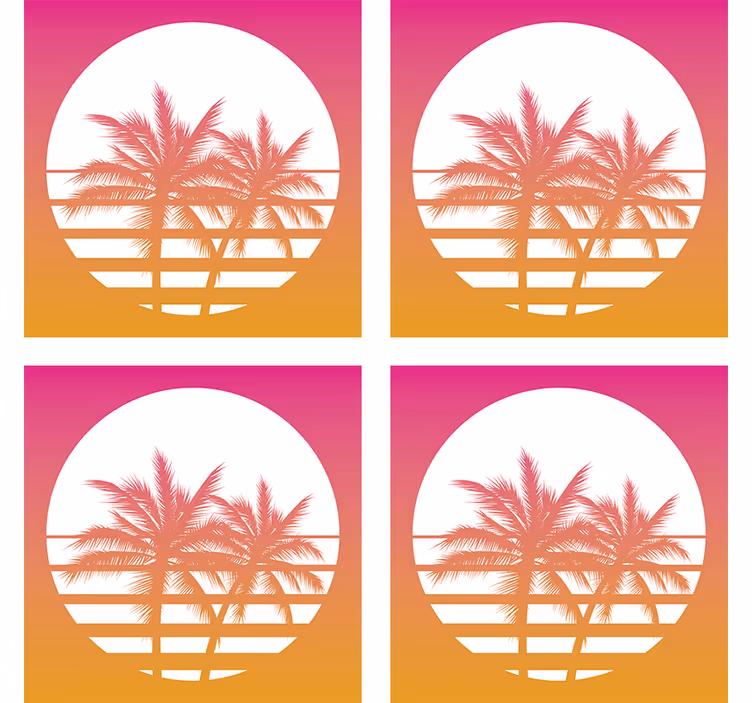 Sous verre geek silhouette de coucher de soleil tropical - TenStickers