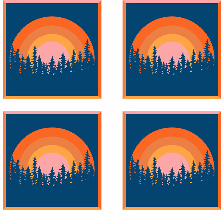 dessous de verre vintage Soleil vintage et arbres - TenStickers