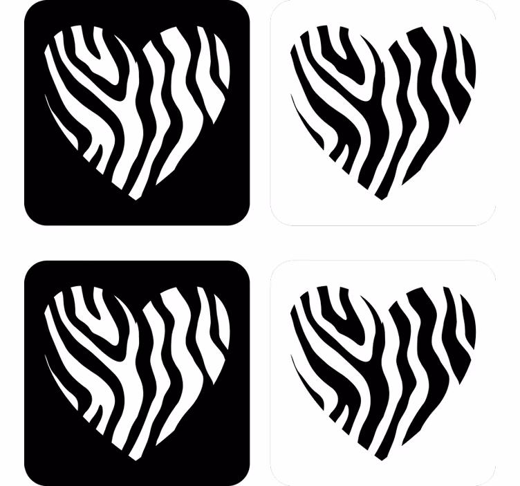 dessous de verre moderne Cœurs à imprimé zèbre - TenStickers