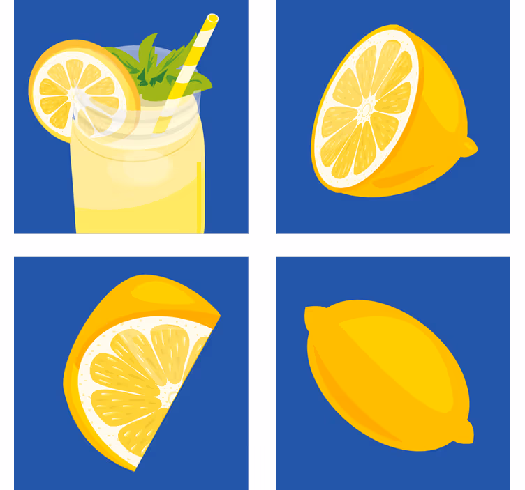 Sous verre carreaux boisson au citron rafraîchissante - TenStickers