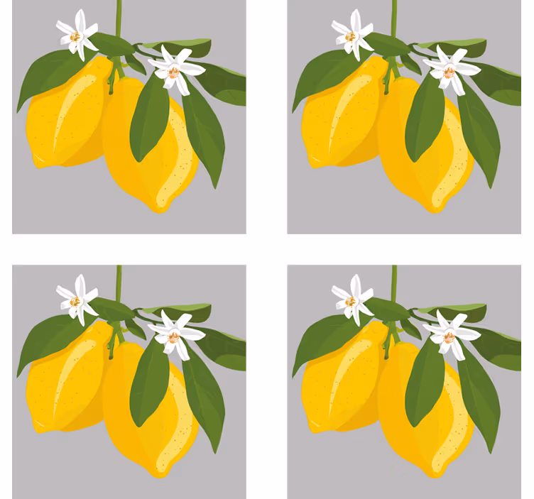 Sous verre moderne citrons jaunes avec feuilles - TenStickers
