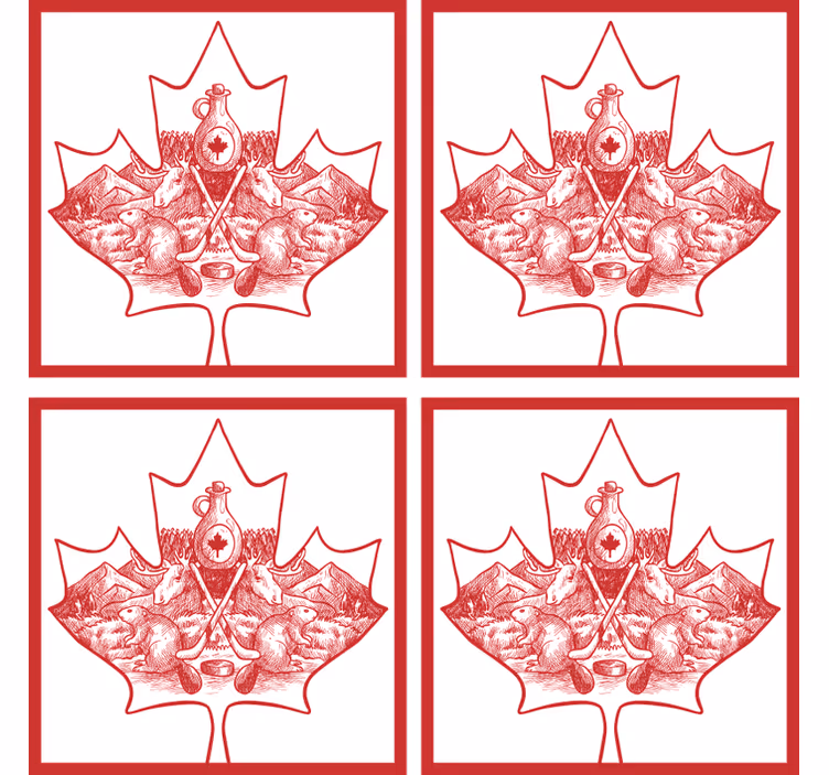 dessous de verre motif Feuille avec les symboles du canada - TenStickers