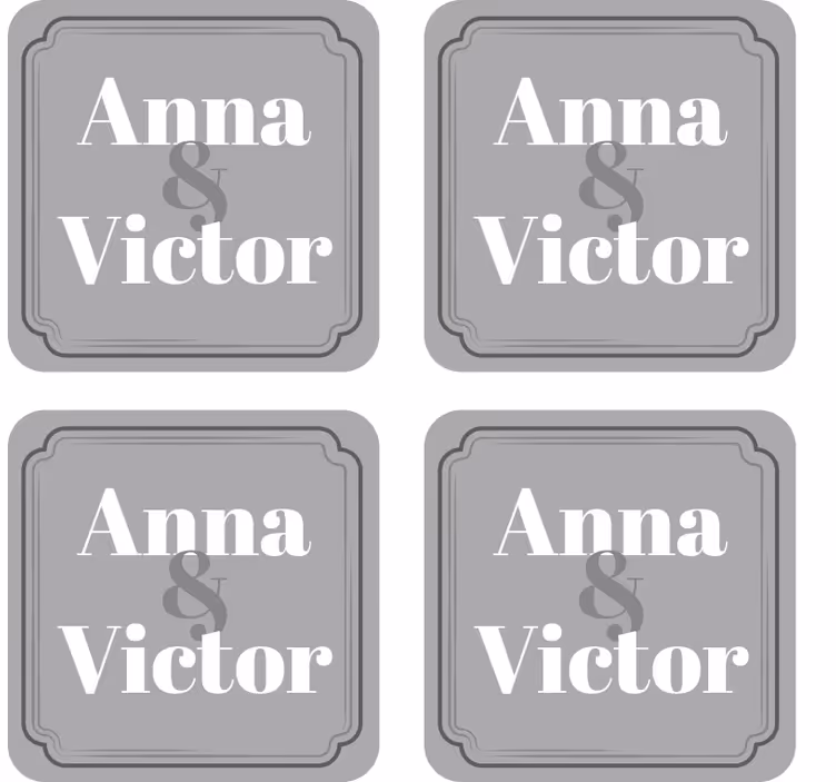 Sous verre mariage initiales personnalisées - TenStickers