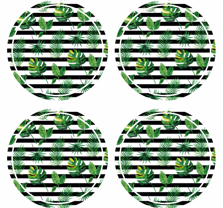 Dessous de verre Feuilles avec rayures blanches - TenStickers