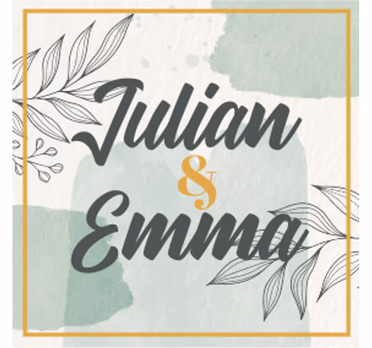 dessous de verre mariage Feuilles avec des noms - TenStickers