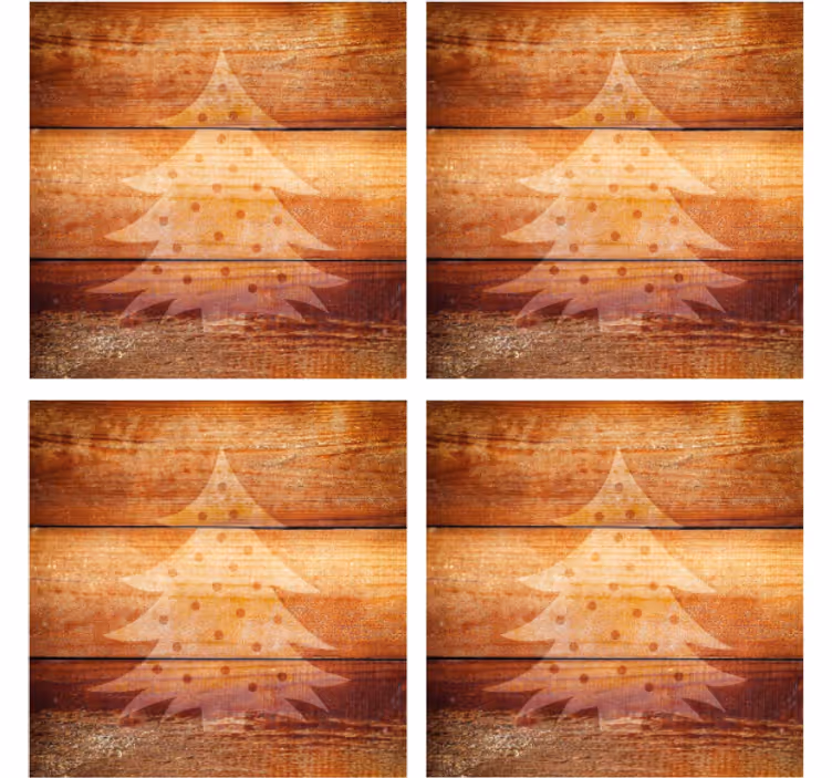 dessous de verre noel Arbre de noël sur la texture en bois - TenStickers