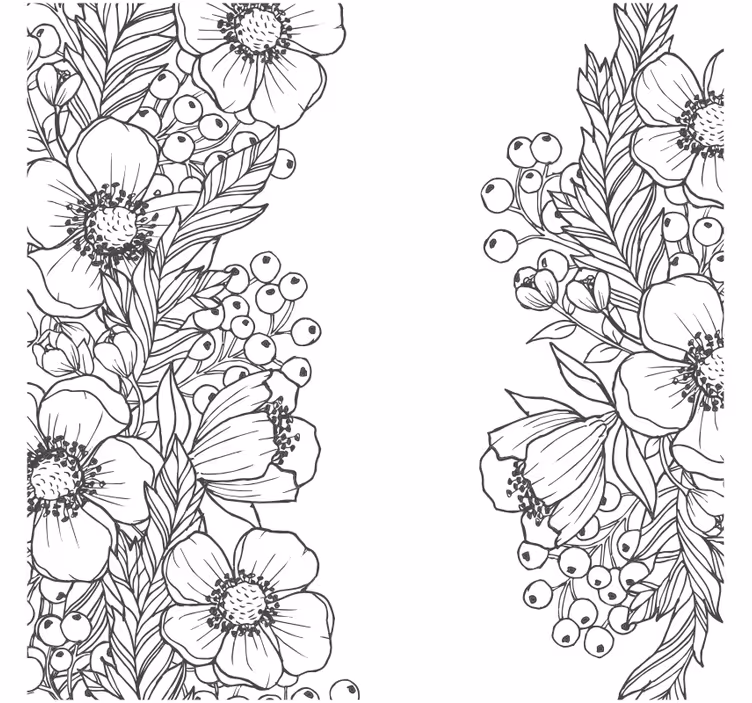 Sous verre motifs floraux en contours - TenStickers