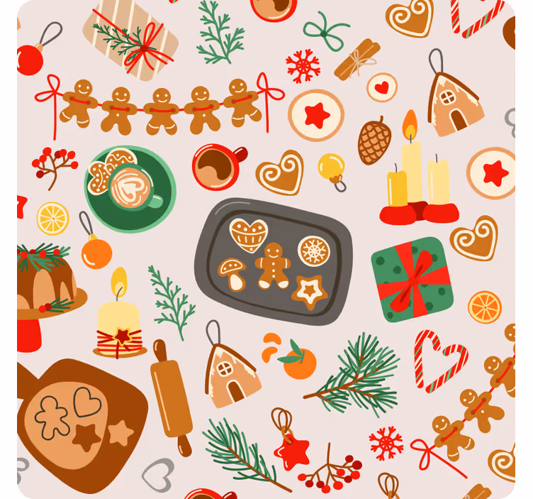 Sous verre noël gourmandises en pain d'épices - TenStickers