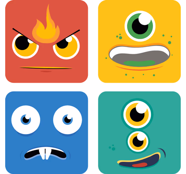 Sous verre geek visages de monstres colorés - TenStickers