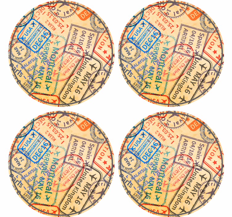 dessous de verre moderne Timbres de voyage - TenStickers