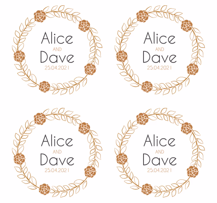 dessous de verre mariage Célébration avec date et nom - TenStickers