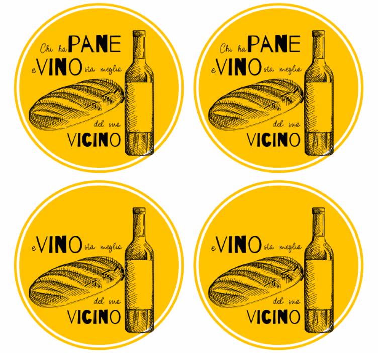 Sous verre personnalisable bouteille de vin et pain - TenStickers