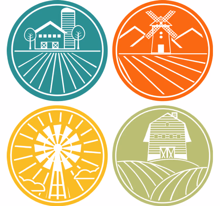 Sous verre vintage graphiques circulaires de ferme - TenStickers