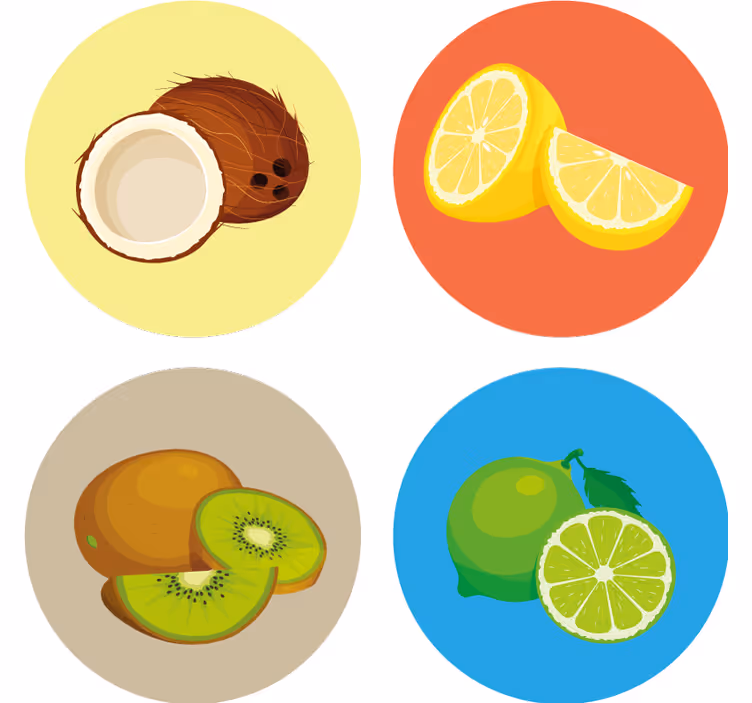 Sous verre moderne collection d'illustrations de fruits - TenStickers