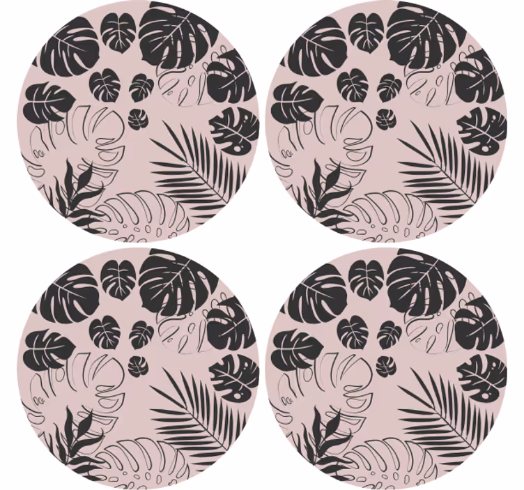 Design rose et noir monstera plus de sous-verres - TenStickers