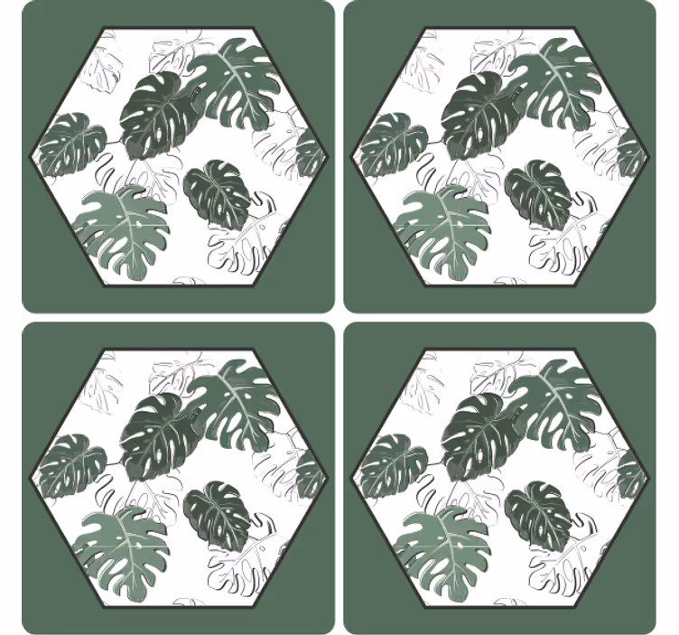 Sous verre motif de feuilles hexagonal - TenStickers
