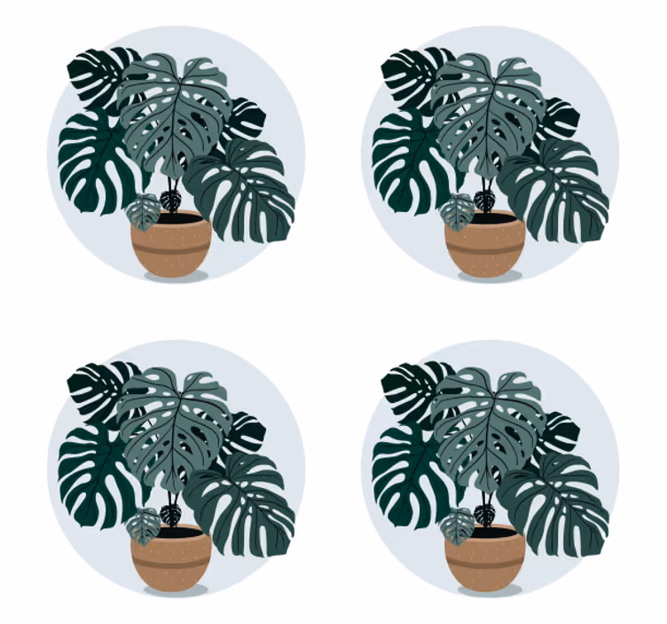 Sous verre moderne illustration de plante monstera - TenStickers