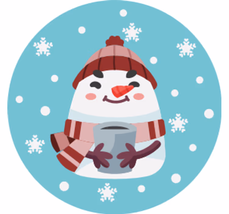 Sous verre noël bonhomme de neige avec tasse - TenStickers