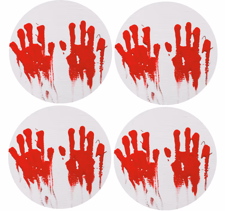 Sous verre halloween motif empreintes de mains rouges - TenStickers