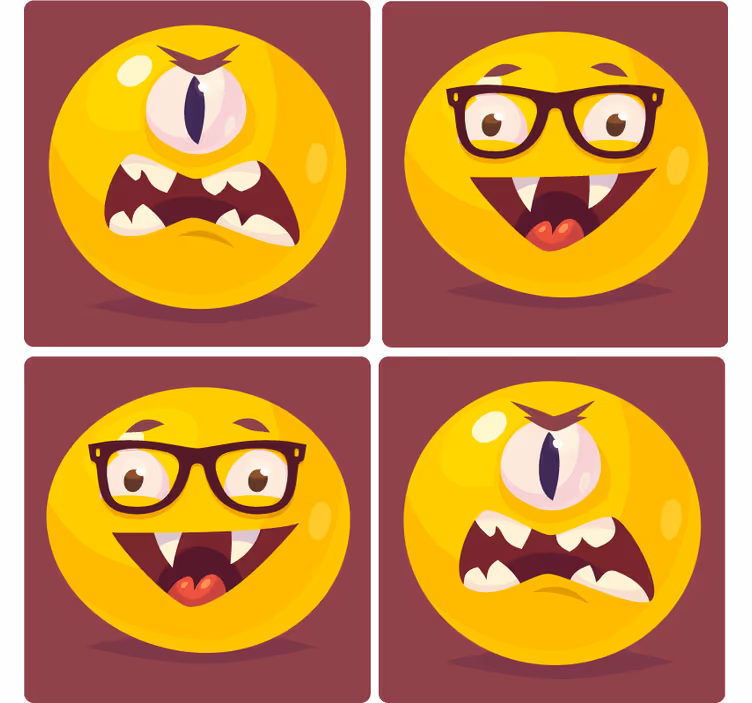 Sous verre geek visages souriants fantaisistes - TenStickers